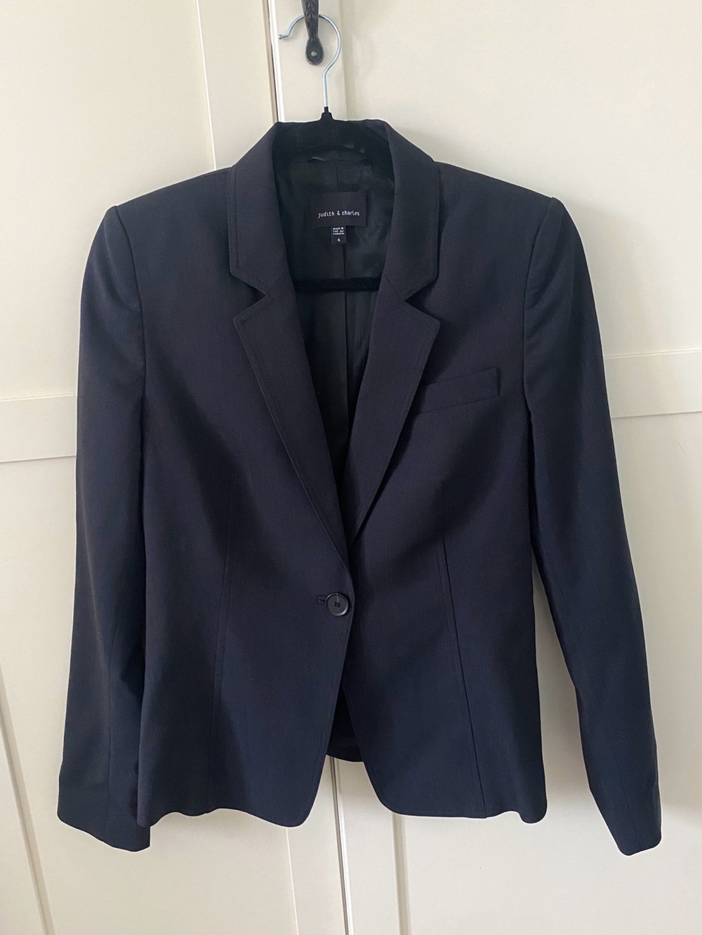 Judith & Charles Virgin Wool Blazer | Charcoal Grey Quiet Luxury | Size 6